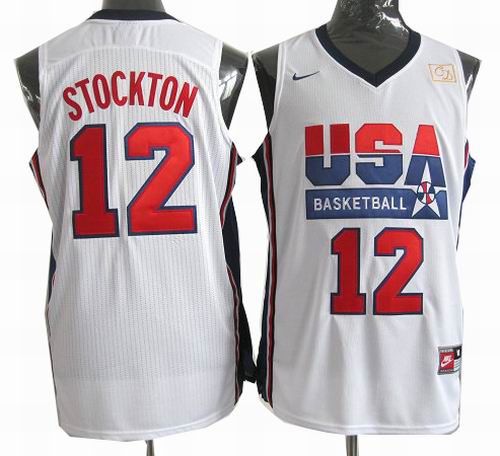 #12 John Stockton USA Basketball throwback Jersey
