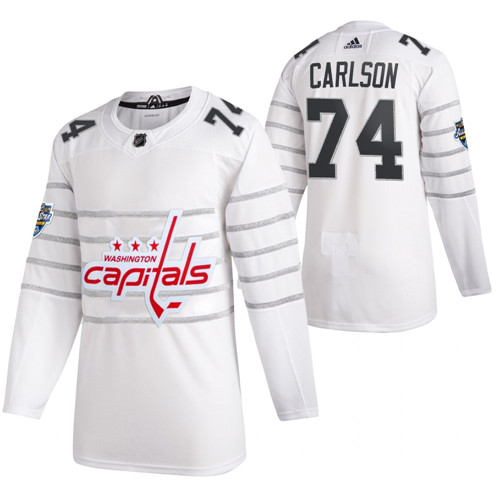 (1)Capitals 74 John Carlson White 2020 NHL All-Star Game Adidas Jersey