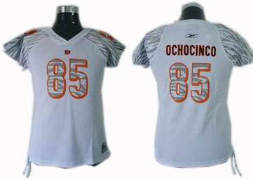 (1)Cincinnati Bengals #85 Chad Ochocinco Women Zebra Field Flirt Fashion Jerseys white