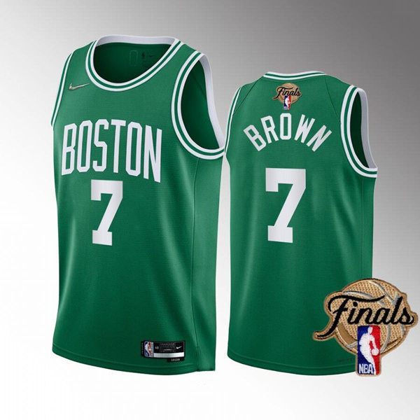 (1)Men's Boston Celtics #7 Jaylen Brown 2022 Green NBA Finals Stitched Jersey