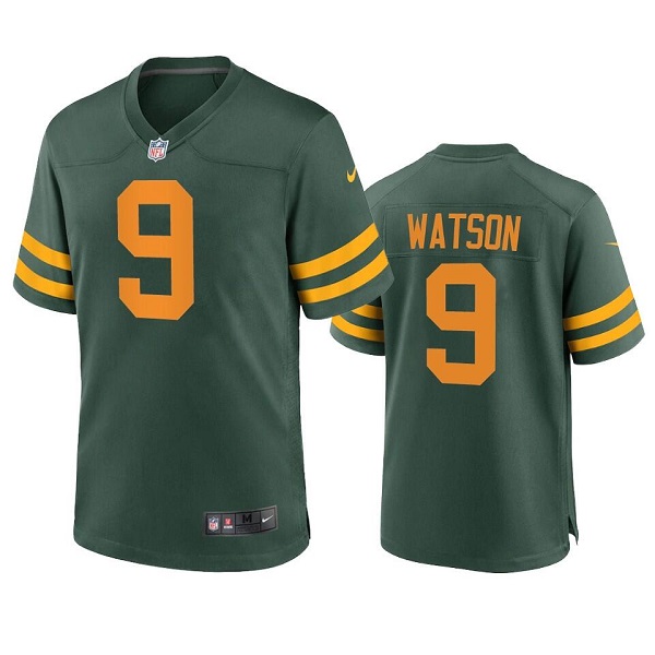 (1)Men's Green Bay Packers #9 Christian Watson Green Stitched Football Jersey