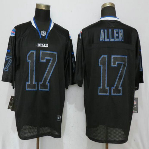 (1)Nike Bills #17 Josh Allen Black Lights Out Elite Jersey