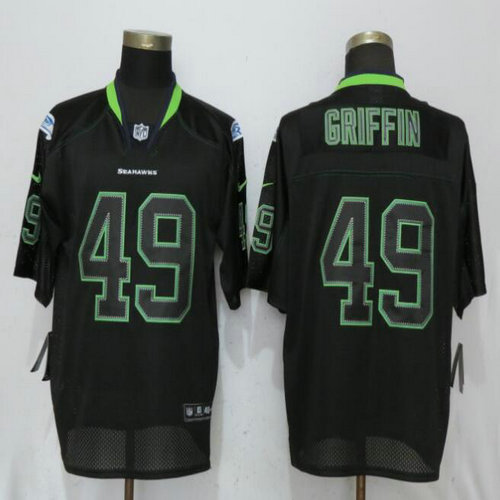 (1)Nike Seahawks #49 Shaquill Griffin Black Lights Out Elite Jersey