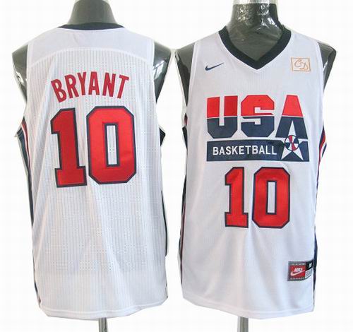 10# Kobe Bryant USA Basketball throwbak White Jersey