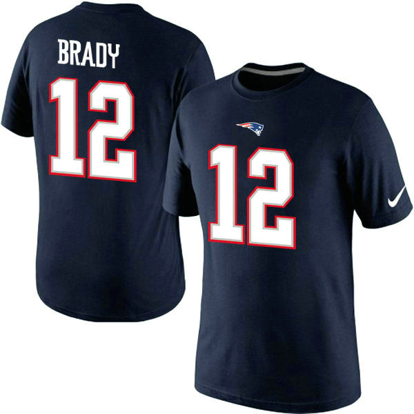 12 Tom Brady New England Patriots Nike Player Pride Name & Number T-Shirt – Blue