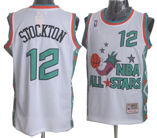 1995-1996 All-Star #12 John Stockton White Swingman Throwback Jersey