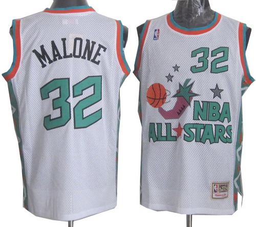 1995-1996 All-Star #32 Karl Malone White Swingman Throwback Jersey