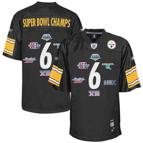 2009 Super Bowl Pittsburgh Steelers 6-Time Black