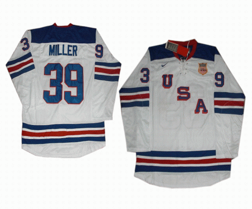 2010 Olympic Team USA 39# Ryan Miller White jerseys