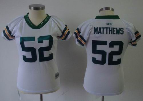 2010 Women Field Flirt Fashion Jersey Green Bay Packers #52 Clav Matthews jersey white
