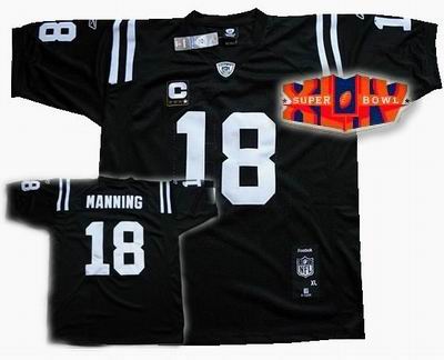 2010 super bowl XLIV jersey Indianapolis Colts #18 Peyton Manning black