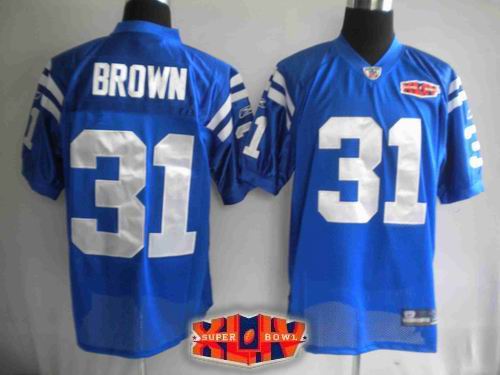 2010 super bowl XLIV jersey Indianapolis Colts jerseys #31 BROWN blue