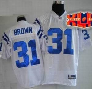 2010 super bowl XLIV jersey Indianapolis Colts jerseys #31 BROWN white
