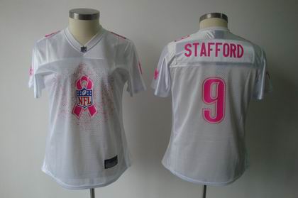 2011 Breast Cancer Awareness Women Fashion Detroit Lions Matthew Stafford #9 white Jersey