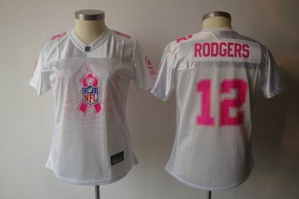 2011 Breast Cancer Awareness Women Fashion Green Bay Packers 12# Aaron Rodgers white jersey