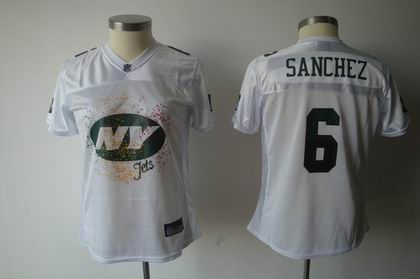 2011 Women FEM FAN  New York Jets Mark #6 Sanchez white jerseys