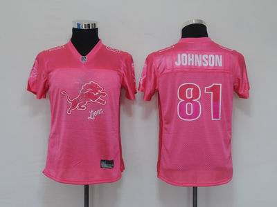 2011 Women FEM FAN Detroit Lions #81 Calvin Johnson pink Jerseys