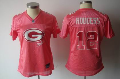 2011 Women FEM FAN Green Bay Packers 12# Aaron Rodgers red jersey