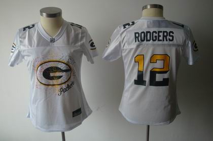 2011 Women FEM FAN Green Bay Packers 12# Aaron Rodgers white jersey