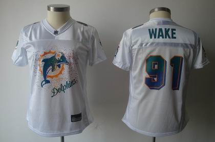 2011 Women FEM FAN Miami Dolphins #91 WAKE white jersey