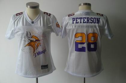 2011 Women FEM FAN Minnesota Vikings #28 Adrian Peterson white jerseys