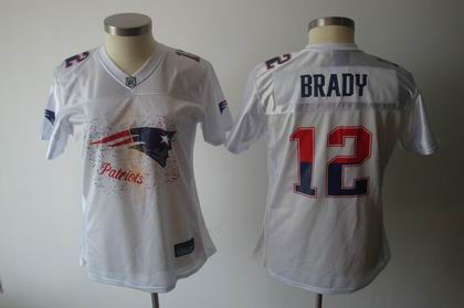 2011 Women FEM FAN New England Patriots 12# Tom Brady white jersey