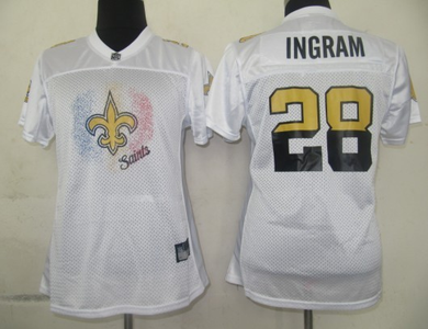 2011 Women FEM FAN New Orleans Saints 28# Mark Ingram white Color Jersey