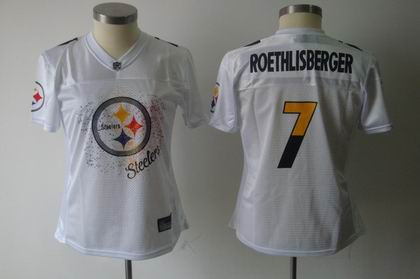 2011 Women FEM FAN Pittsburgh Steelers #7 Ben Roethlisberger WHITE JERSEYS