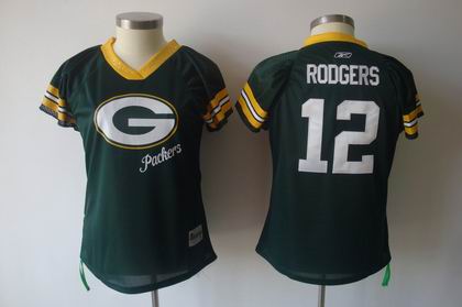 2011 Women Field Flirt Fashion Green Bay Packers 12# Aaron Rodgers green jerseys