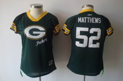 2011 Women Field Flirt Fashion Jersey Green Bay Packers #52 Clav Matthews green jersey