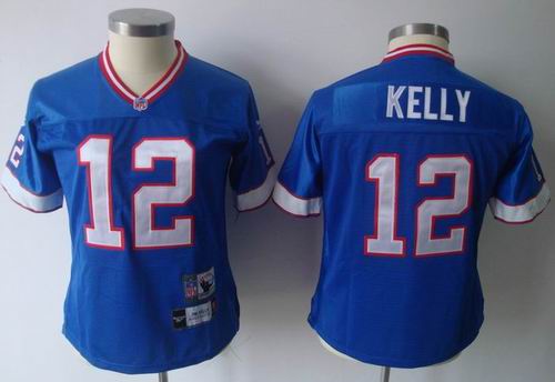2011 Women team Jersey Buffalo Bills 12 Jim Kelly Throwback jerseys blue