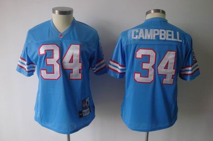 2011 Women team Jersey Houston Oilers #34 Earl Campbell Light Blue mitchellandness Jersey