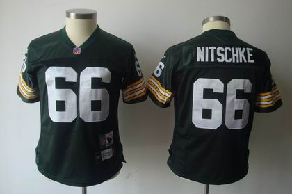 2011 Women team Jersey MitchellAndNess jersey Green Bay Packers #66 Ray Nitschke GREEN Throwback Jersey