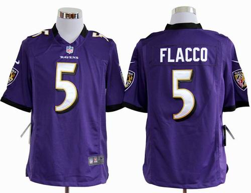 2012 Nike Baltimore Ravens #5 Joe Flacco purple game jerseys