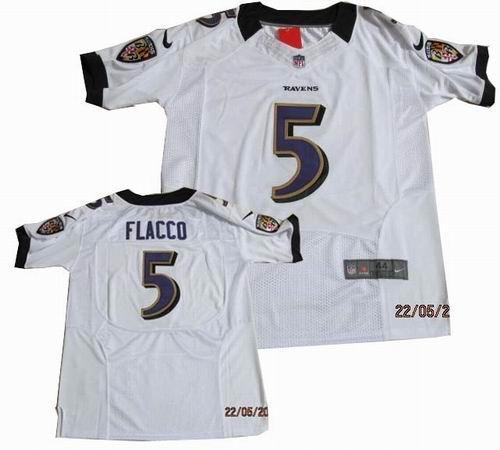 2012 Nike Baltimore Ravens #5 Joe Flacco white ELite jerseys