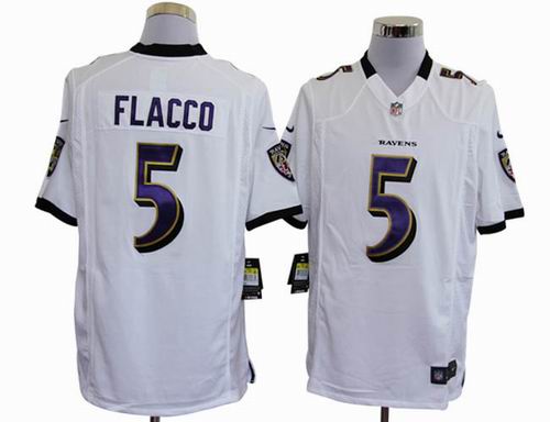 2012 Nike Baltimore Ravens #5 Joe Flacco white game jerseys