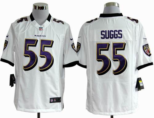 2012 Nike Baltimore Ravens #55 Terrell Suggs white game jerseys