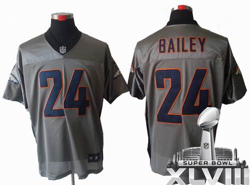 2012 Nike Denver Broncos #24 Champ Bailey Gray shadow elite 2014 Super bowl XLVIII(GYM) Jersey