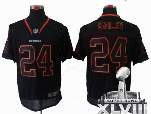 2012 Nike Denver Broncos #24 Champ Bailey Lights Out Black elite 2014 Super bowl XLVIII(GYM) Jersey
