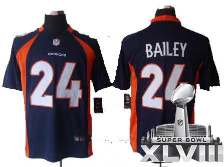 2012 Nike Denver Broncos #24 Champ Bailey blue game 2014 Super bowl XLVIII(GYM) Jersey