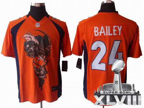 2012 Nike Denver Broncos #24 Champ Bailey orange Helmet Tri-Blend Limited 2014 Super bowl XLVIII(GYM) Jersey