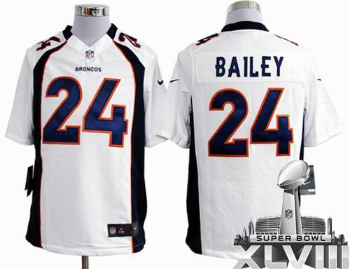 2012 Nike Denver Broncos #24 Champ Bailey white game 2014 Super bowl XLVIII(GYM) Jersey
