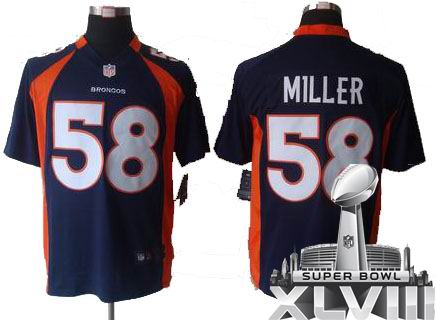 2012 Nike Denver Broncos #58 Von Miller Game blue 2014 Super bowl XLVIII(GYM) Jersey