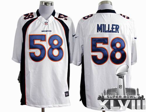 2012 Nike Denver Broncos #58 Von Miller Game white 2014 Super bowl XLVIII(GYM) Jersey