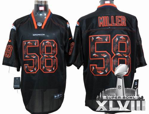 2012 Nike Denver Broncos #58 Von Miller Lights Out Black elite special edition 2014 Super bowl XLVIII(GYM) Jersey