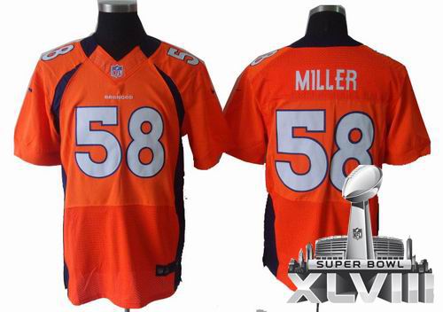 2012 Nike Denver Broncos #58 Von Miller orange Elite 2014 Super bowl XLVIII(GYM) Jersey
