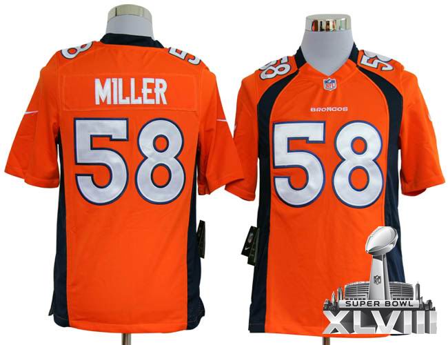 2012 Nike Denver Broncos #58 Von Miller orange Game 2014 Super bowl XLVIII(GYM) Jersey