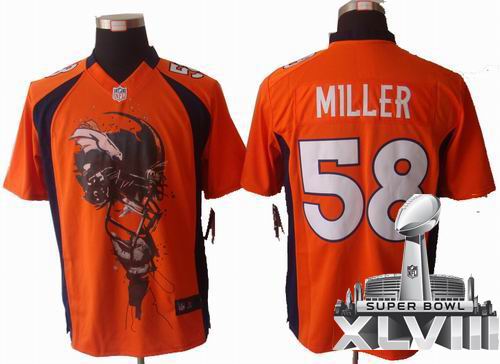 2012 Nike Denver Broncos #58 Von Miller orange Helmet Tri-Blend Limited 2014 Super bowl XLVIII(GYM) Jersey
