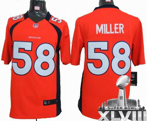 2012 Nike Denver Broncos #58 Von Miller orange Limited 2014 Super bowl XLVIII(GYM) Jersey