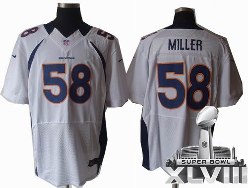 2012 Nike Denver Broncos #58 Von Miller white Elite 2014 Super bowl XLVIII(GYM) Jersey